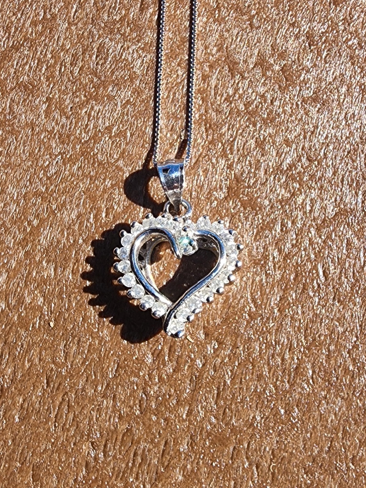 Heart Shaped Diamond Pendant Necklace In 14K White Gold with 18 Chain.