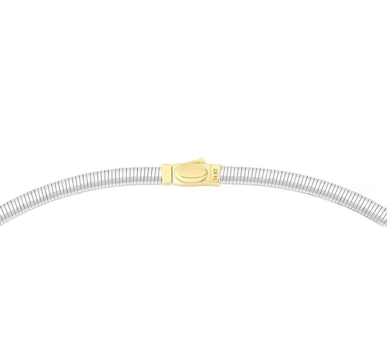 Reversible Omega Necklace 14K Multi-Tone Gold Yellow/White 16in Box Clasp