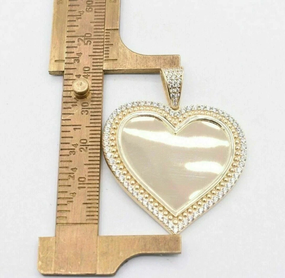 1.65 CT Heart Medallion Picture Frame Memory Diamond Pendant 10K Yellow Gold FN