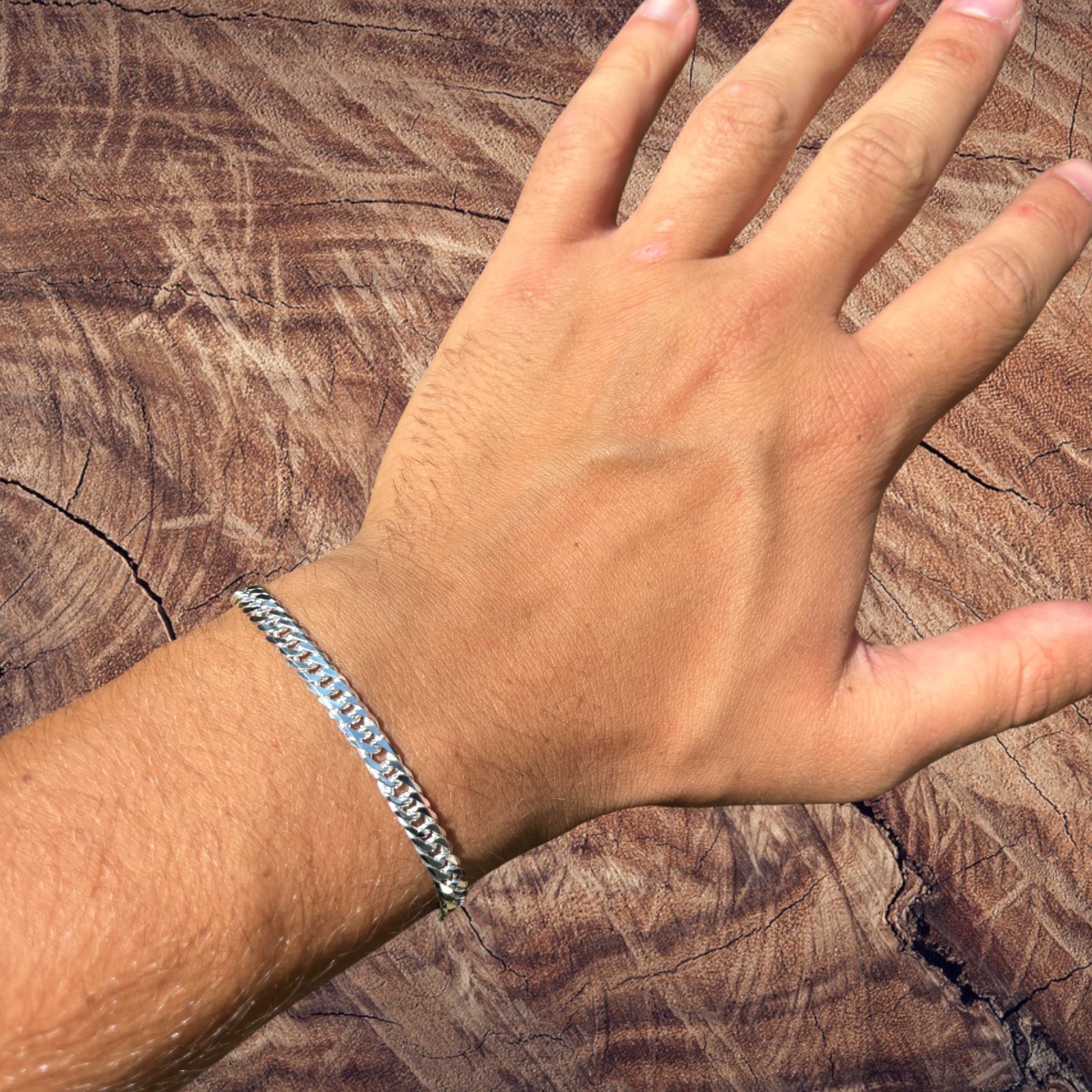 6mm Double Curb Link Bracelet – Real Solid 925 Sterling Silver MADE IN ITALY