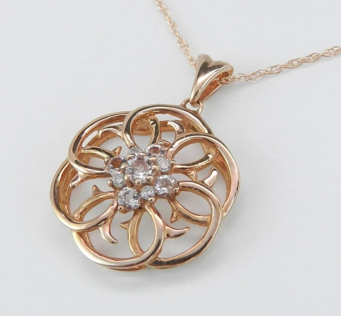 1Ct Round Cut Diamond Flower Cluster Pendant 14K Yellow Gold Plated 18″ Chain