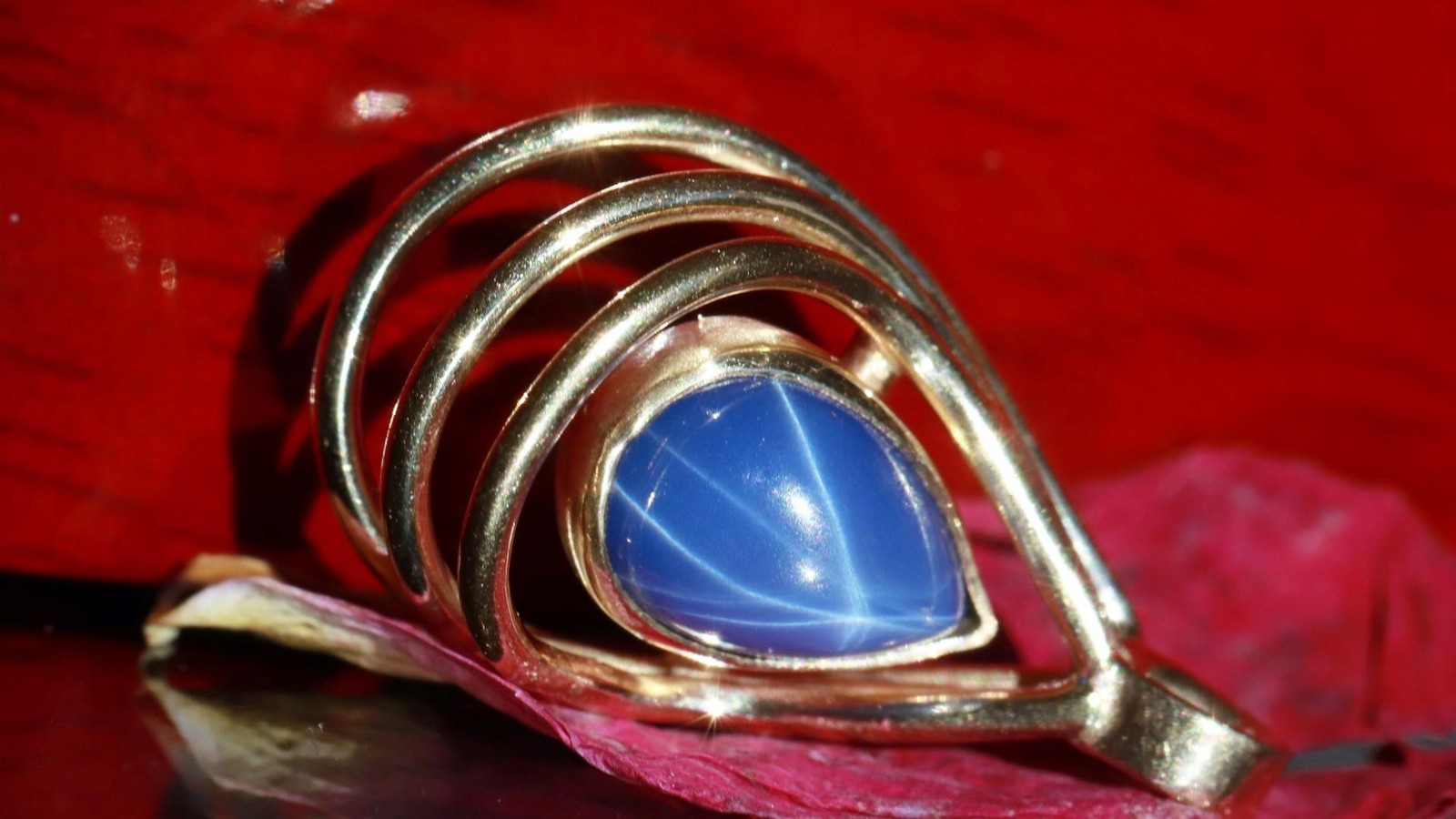 14k yellow gold pendant 1.45ct lab created blue star sapphire charm 2.45gr N3738