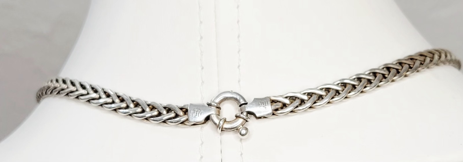 Solid Sterling Italian Foxtail Necklace Luxurious 18″ 31.4 Grams Stamped 925 OTC
