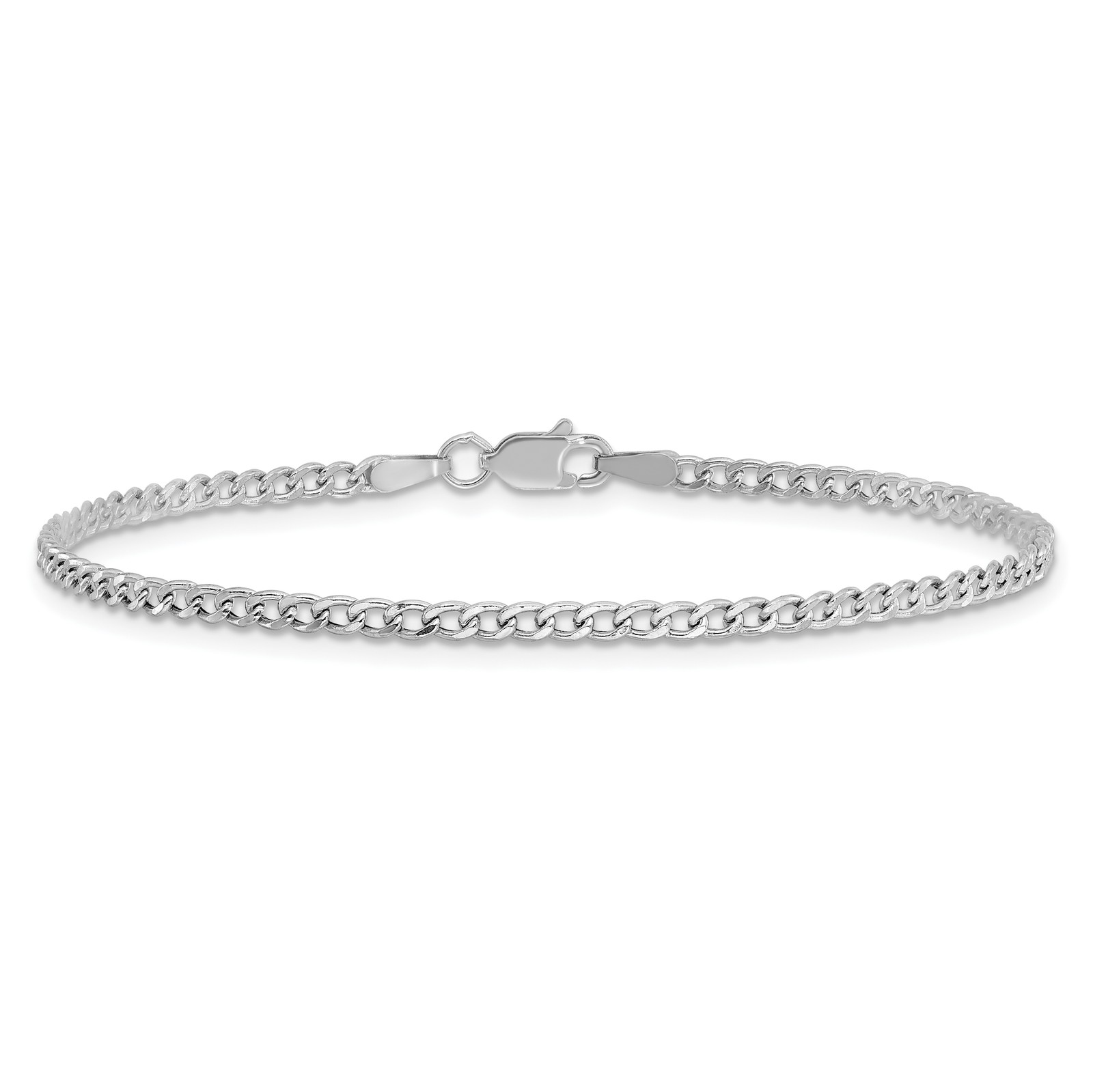 14K Gold 7 inch 2.5mm Semi-Solid Curb with Lobster Clasp Bracelet BC123