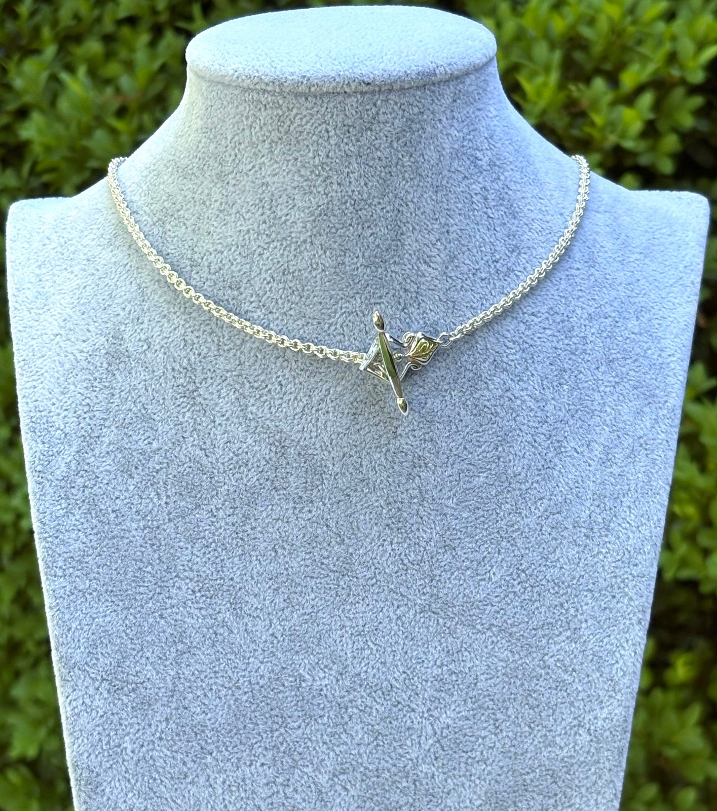 Ann King Sterling Silver 925 18K YG Double Cable Link Chain 18” Toggle Necklace