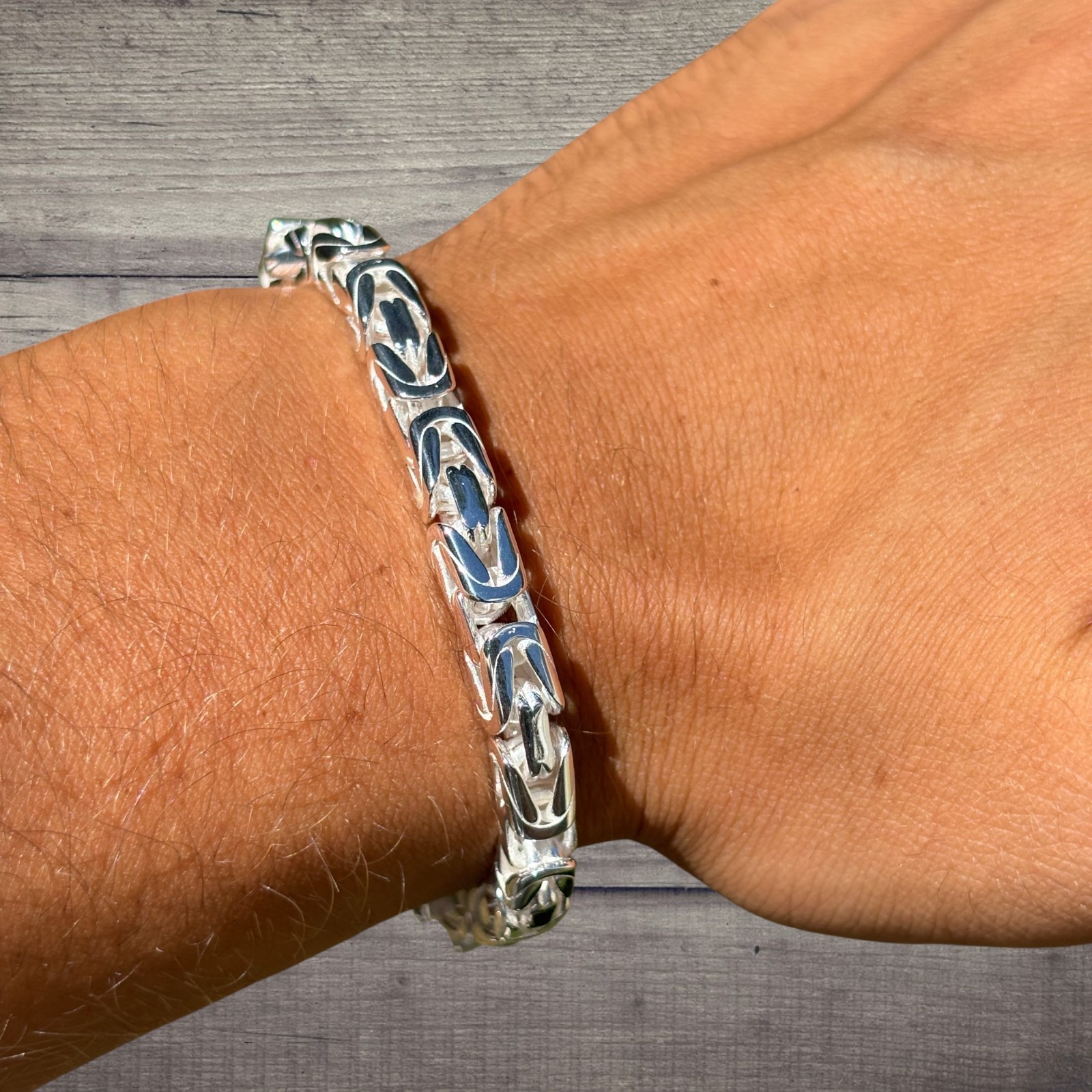 6mm Byzantine W. Box Clasp Bracelet – Solid 925 Sterling Silver MADE IN ITALY