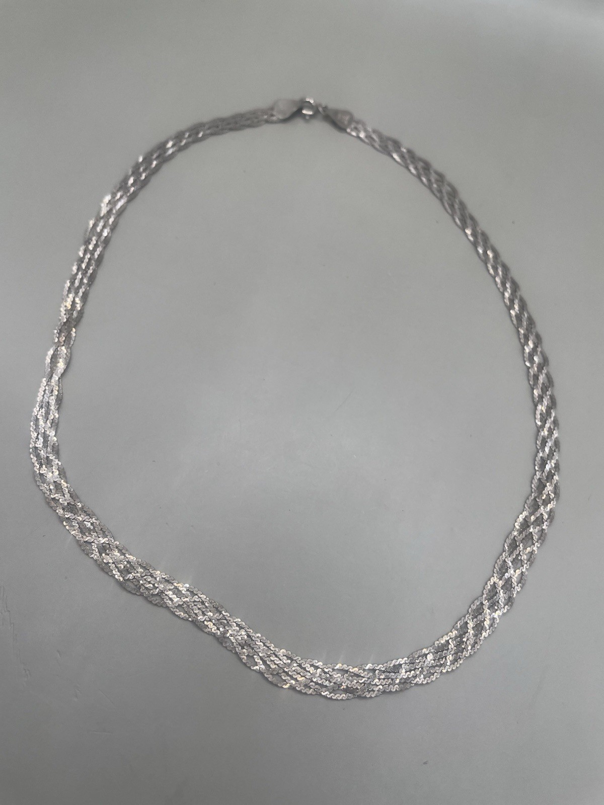 Vintage MC47 Mexico 925 Sterling Silver Braided Flat Chain 18.5” Necklace 13.03g