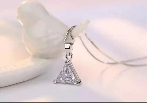 2Ct Trillion Cut Lab-Created Diamond Wedding Gift 14K White Gold Finish Pendant