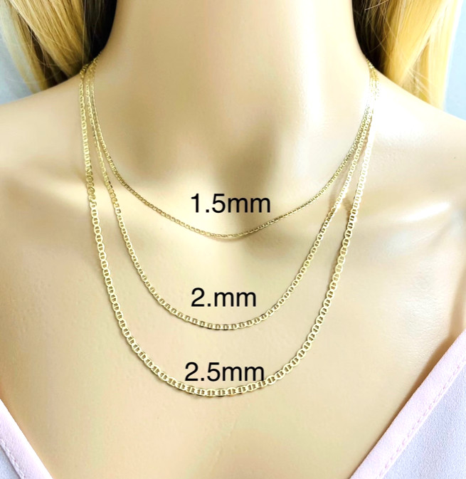 14K Solid Gold Anchor Mariner Chain Necklace- 14k Real Gold Unisex Chain – 14KCM