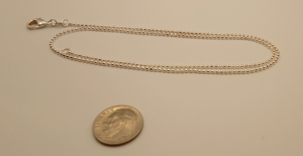 Sterling Silver .925 Bead /Ball Chain 18″ Lobstsr Clasp