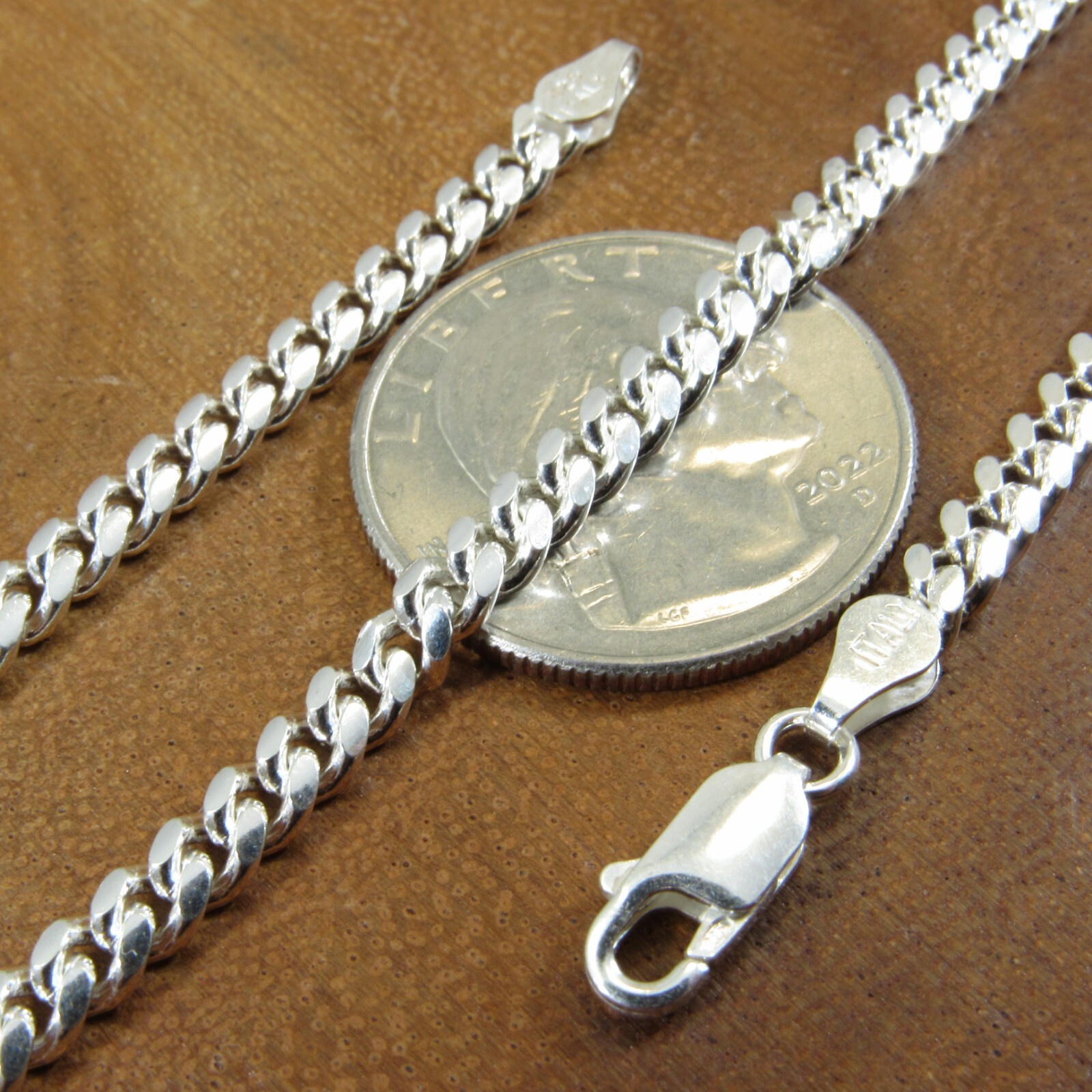 Real Solid Genuine 925 Sterling Silver Men’s Italian MIAMI CUBAN Hip Hop Chain