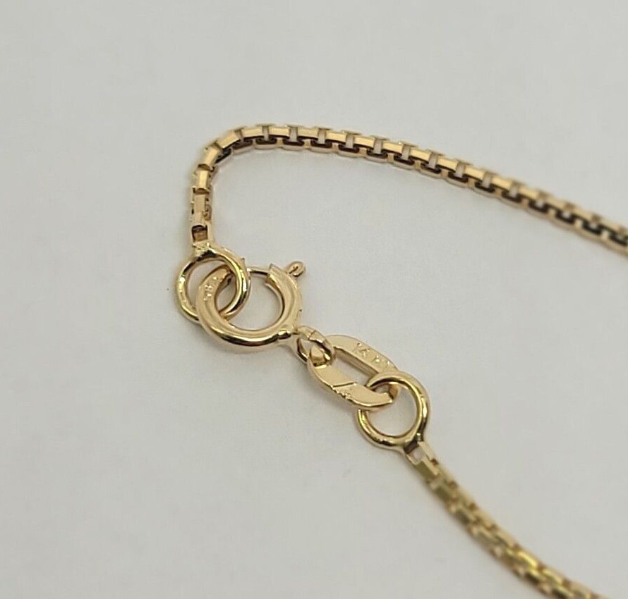 Authentic 14K Solid Yellow Gold Box Chain Necklace 0.55mm-2.5mm All Size 16″-30″