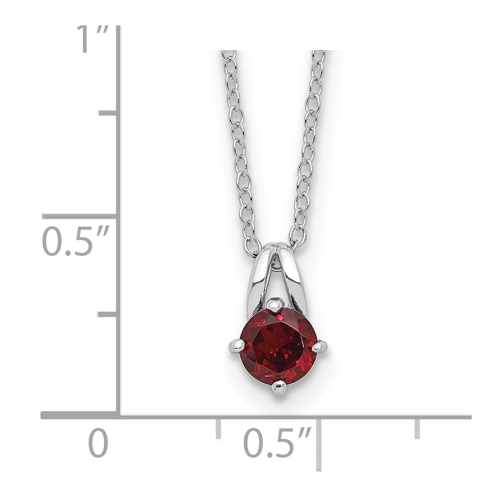 Sterling Silver Rhodium-plated Garnet Necklace 16″ w/1in ext.