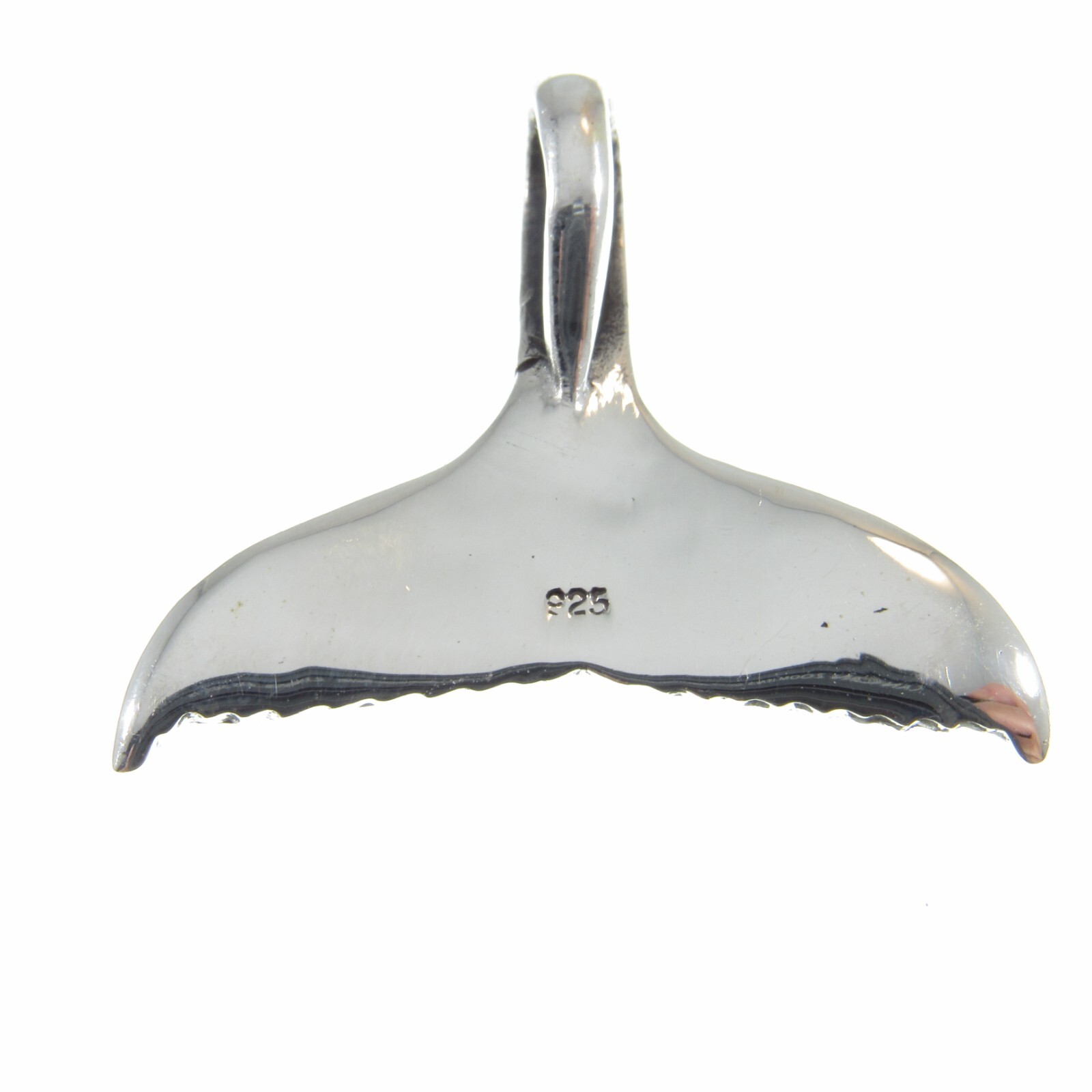 Large Handcrafted Solid 925 Sterling Silver WHALE TAIL Marine Sea Slide Pendant