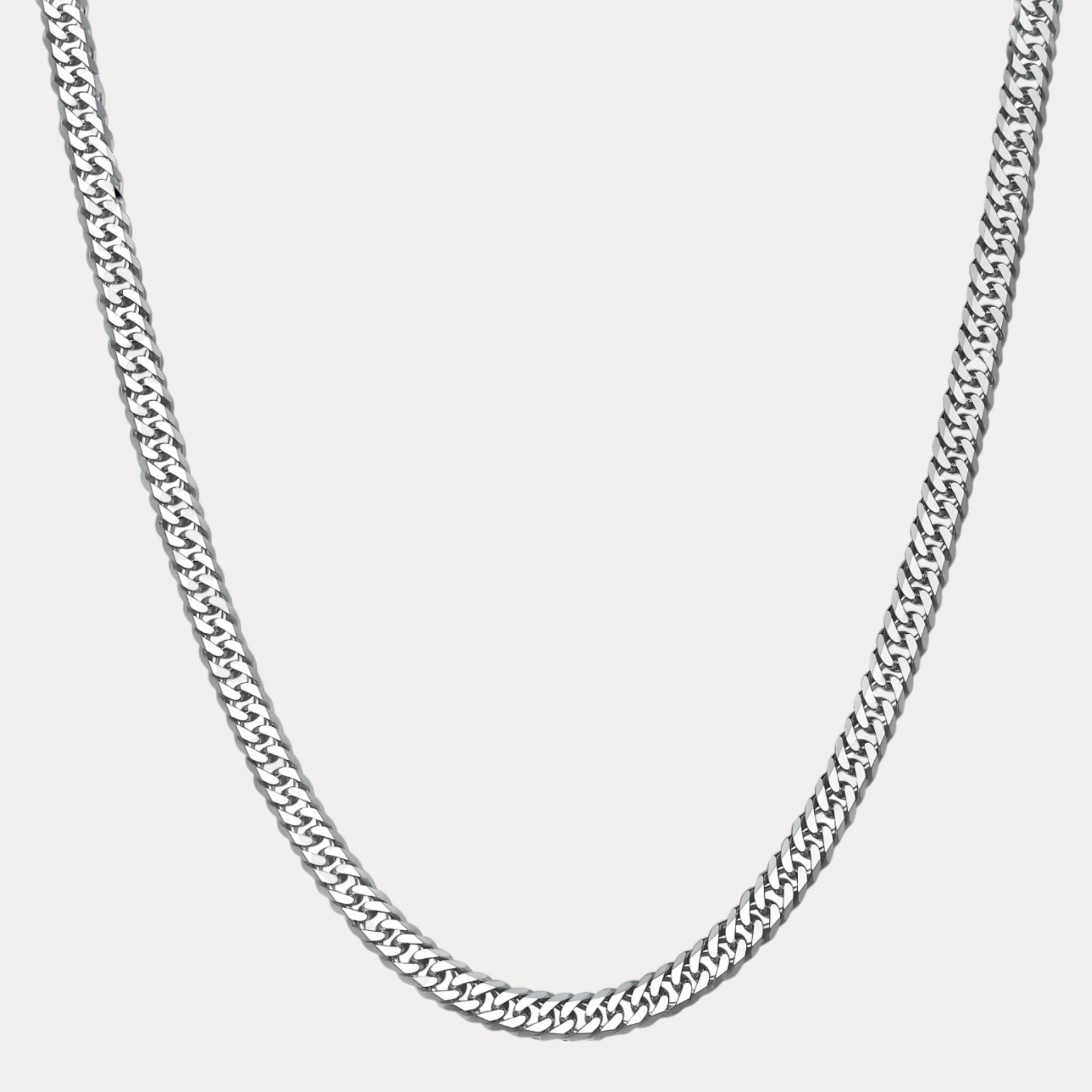 8mm Double Curb Link Chain Necklace – Solid 925 Sterling Silver MADE IN ITALY