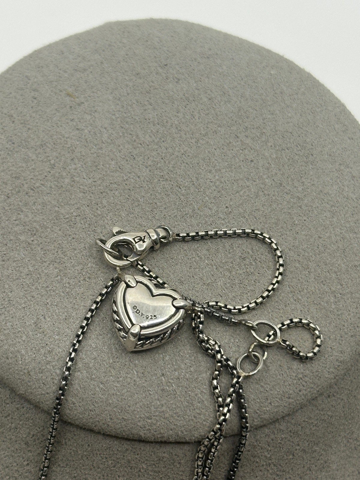 925 David Yurman Chatelaine Garnet Heart Pendant Necklace