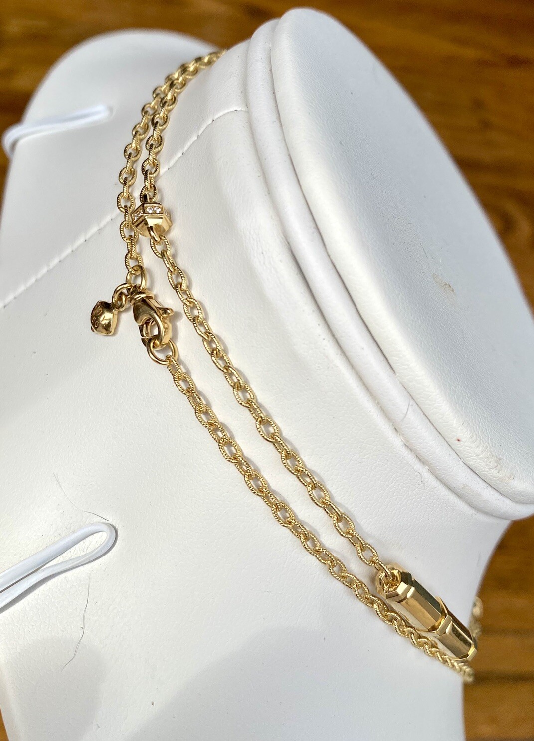 David Yurman 18k Gold Diamond Barrels Lexington Necklace 36” 31g Brand New NWT