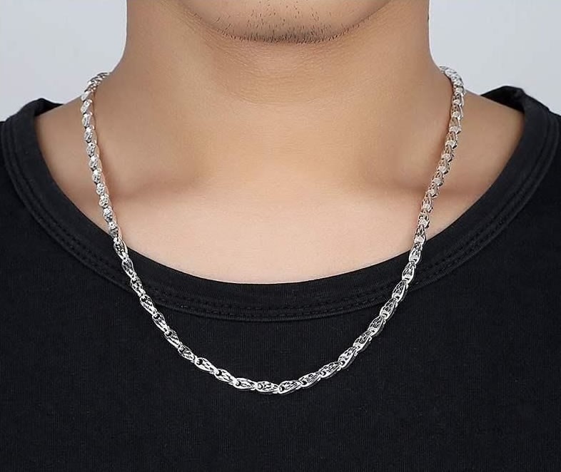 Solid 999 Sterling Silver Rope Chain Mens Necklace 8mm Domineering dragon head