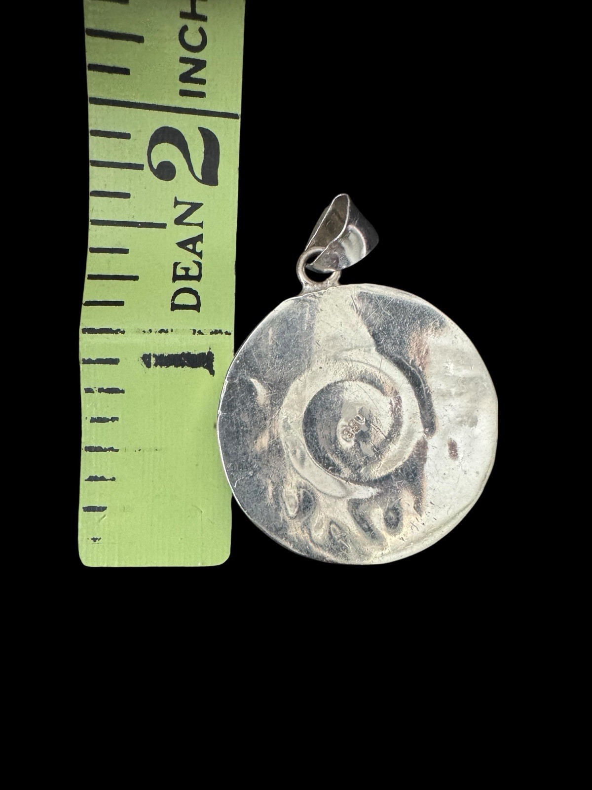 VTG 950 Sterling Silver Gemstone Inlay Peruvian Pendant Swirl Green Blue Red S1