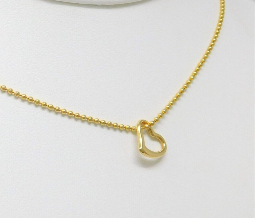 18 kt Gold OPEN HEART Motif Ball Bead Plumber Chain Choker Necklace 16″ B4448
