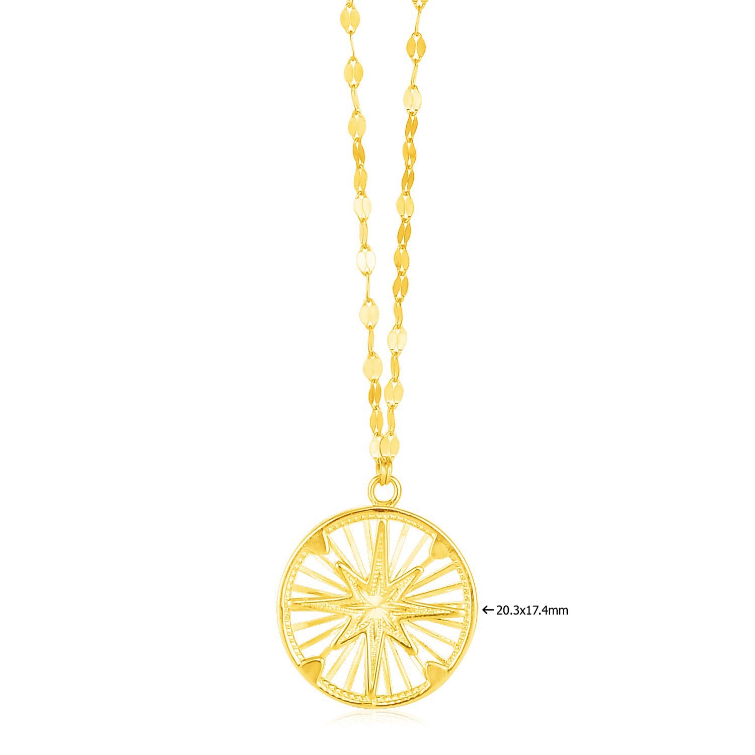 Compass Necklace, 14K Yellow Gold, Size 18, Dainty, Symbolic, Travel Jewelry