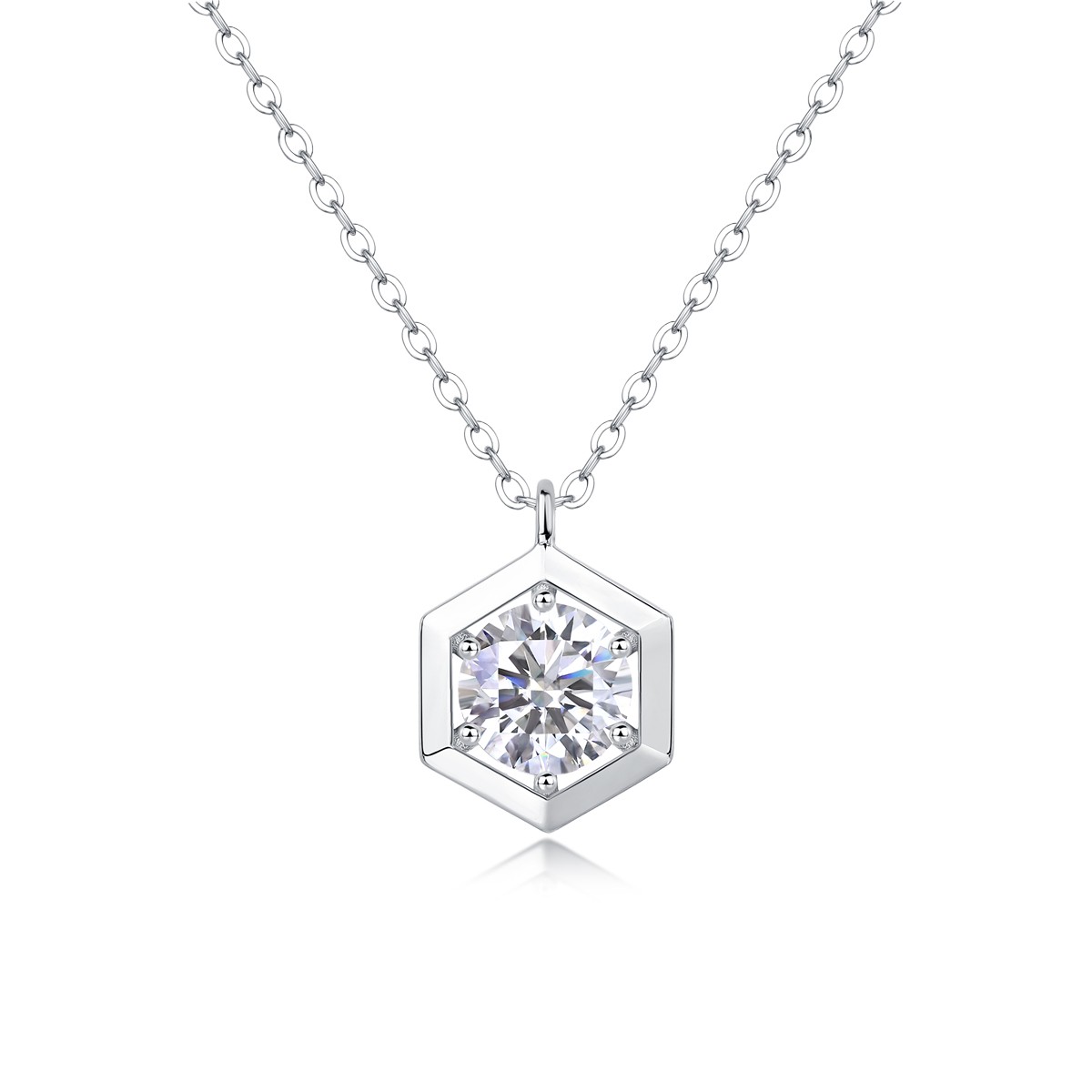 Simple Design Hexagon Shape 1ct Moissanite Pendant for Festival Jewelry Gift