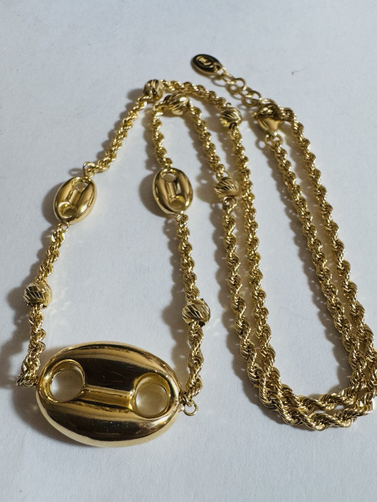New 18K 750 Dubai Yellow Solid Gold Puff Necklace 17.5” -17” Inch 6g 2.5mm