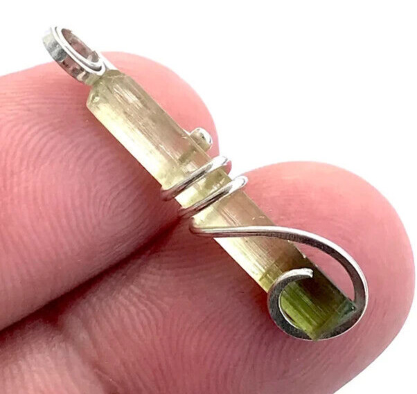 Bi Color Tourmaline pencil pendant,Raw Tourmaline pencil pendant, Tourmaline 6.8