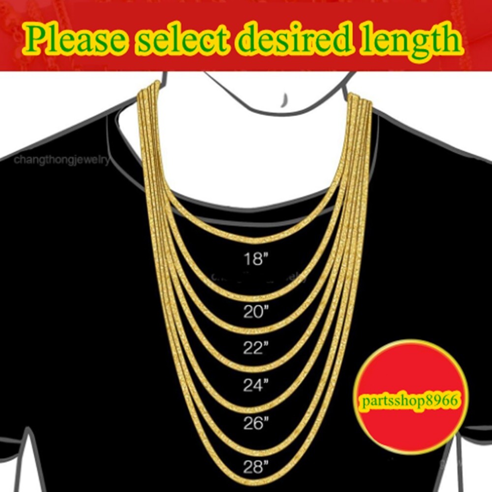 Thai Gold 24k Solid Necklace Yellow Chain Pendant Weight 3 Baht Jewelry 18-24 in