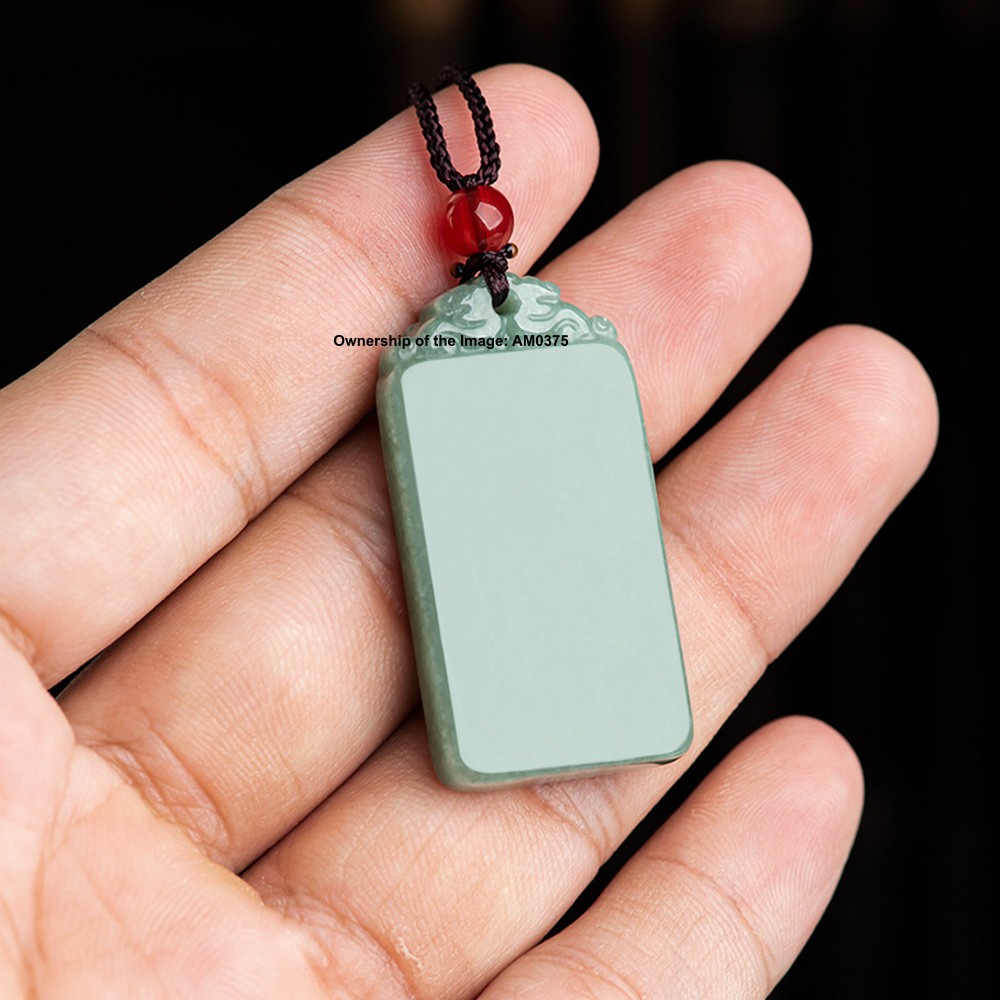 Natural Bean Green Jade Pendant Plain Lucky Grade A Jadeite Gemstone Amulet