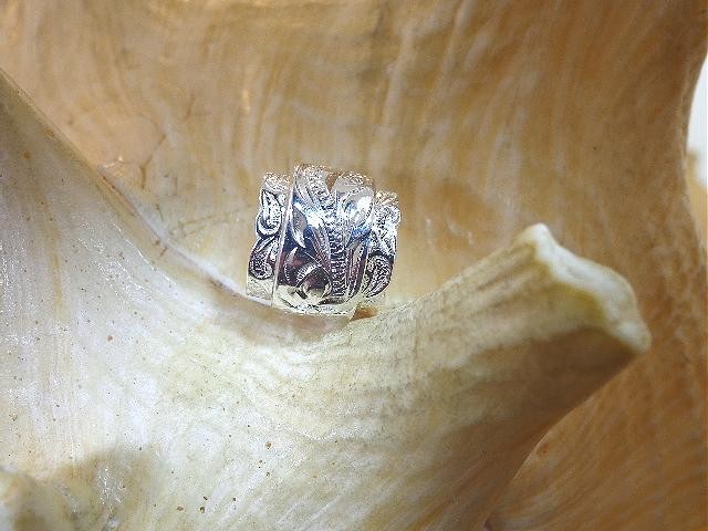 10mm 925 Silver Engraved Hawaiian Heritage Scroll Spinning Barrel Slide Pendant
