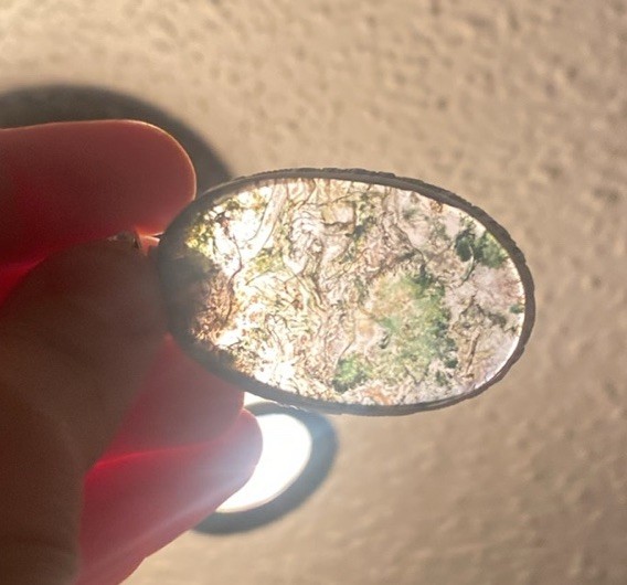925 Sterling silver oval shaped moss agate pendant