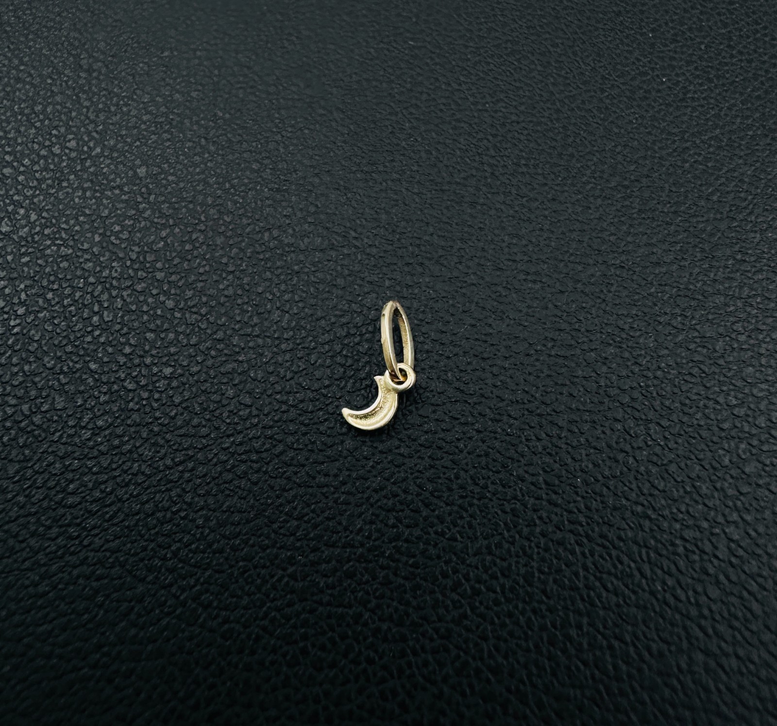 14K Solid Yellow Gold 3mm Teeny Tiny – Very Small Beveled Moon Charm Pendant