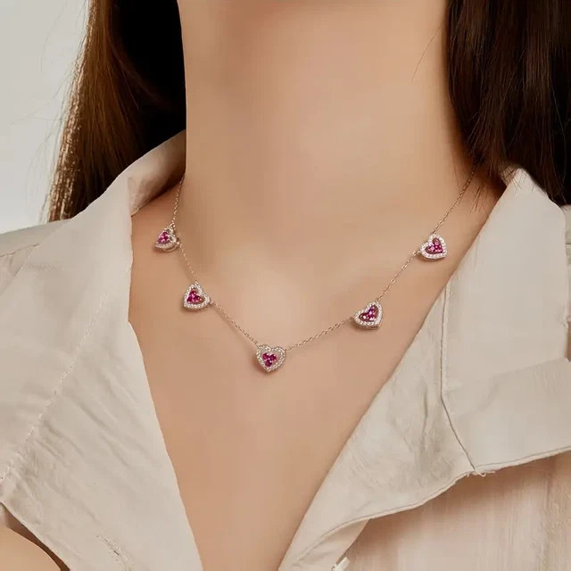2.50Ctw Round Cut Lab Created Pink Ruby Necklace 14K White Gold Plated Silver