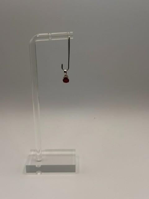 925 Sterling Silver Round Natural Red Ruby Solitaire Pendant 0.76g Treated