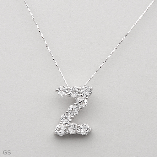 Initial Z Necklace W/2.50ctw Genuine Topaz in 925 Sterling Silver 16″