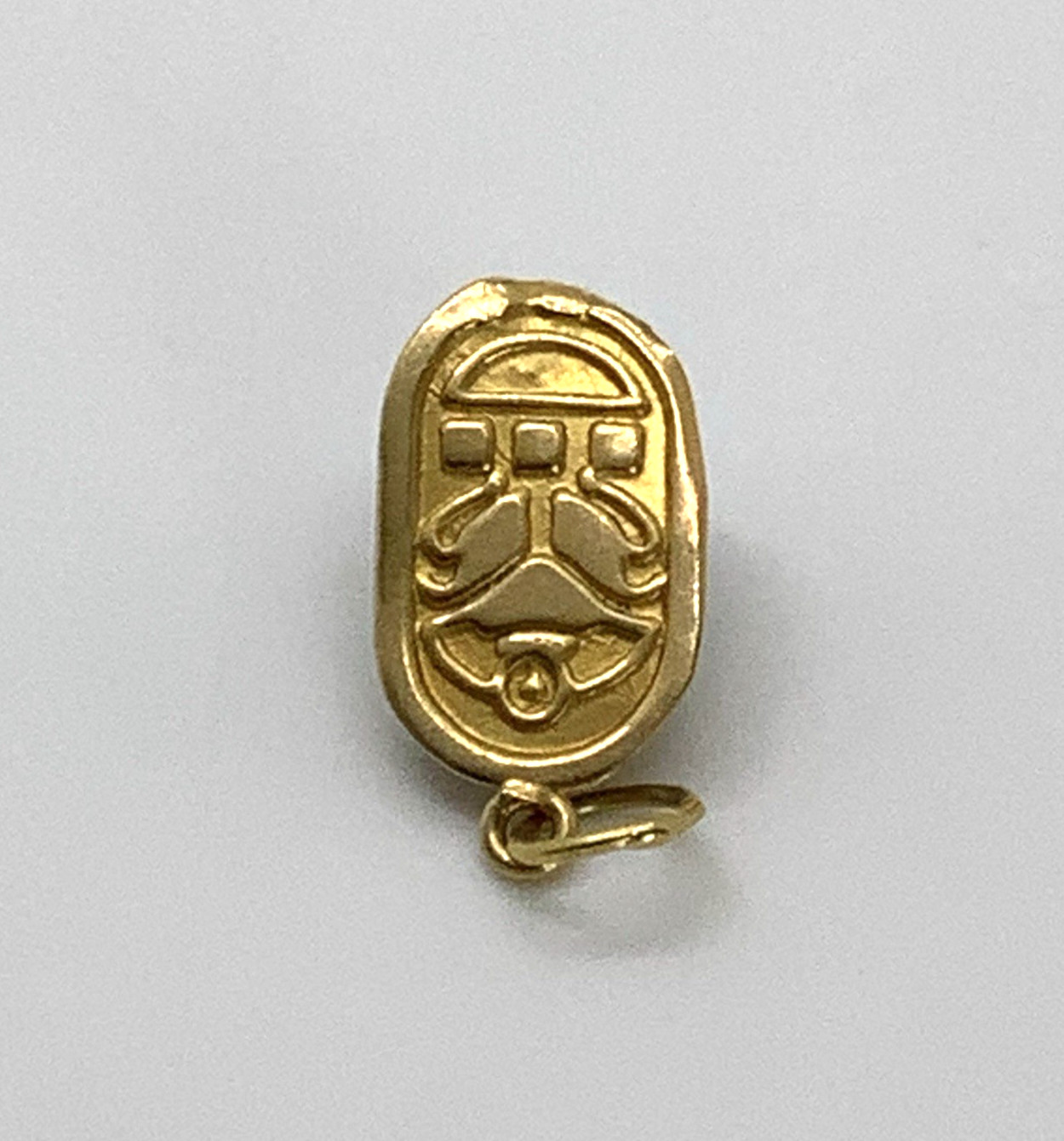 18K Yellow Gold Egyptian Revival Turquoise Scarab Beetle Pendant