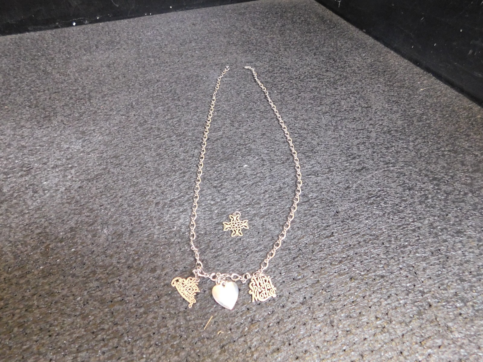 JAMES AVERY 30″ SIVER CHAIN WITH THREE CHARMS ON NECKLACE AND ONE CHARM LOOSE