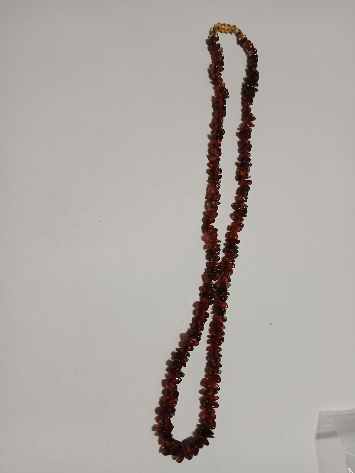 Natural Rhodolite brown Garnet Cut chips, Barrel Clasp Necklace 18 inch