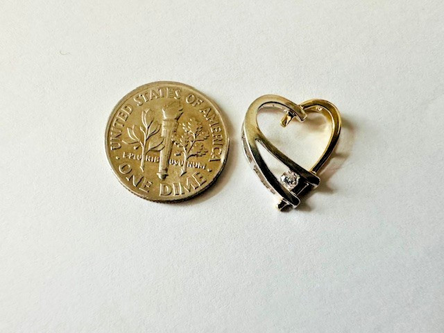 Estate 14K Multi-Tone Gold Diamond “Heart” Pendant