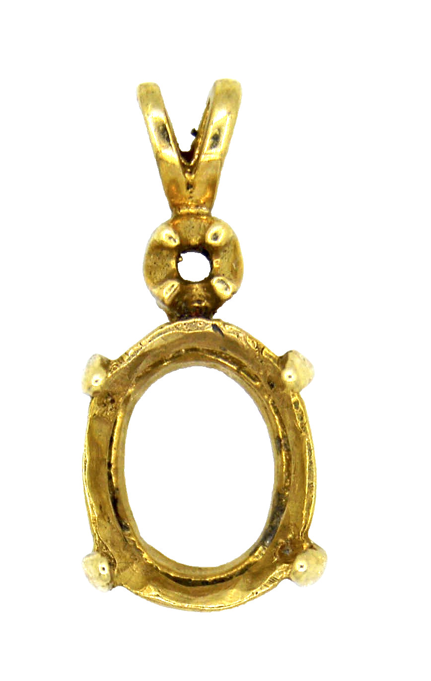 14k Solid Gold Semi Mount 4 Prong Pendant 10 x 8 mm Oval New