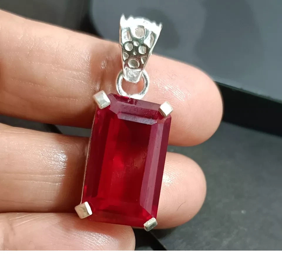 GIE Certified 42.68 Ct Natural RUBY 925 Solid Silver Pendant Loose Gemstone