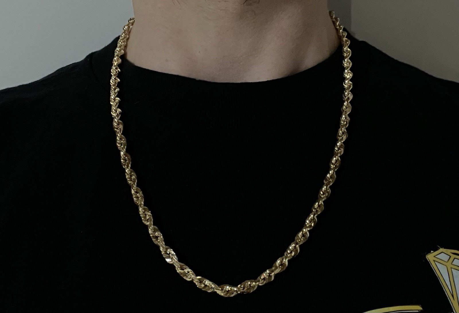 22.75” 10K Solid Yellow Gold Diamond Cut Rope Chain | 36.07g | 5.4MM | Lobster