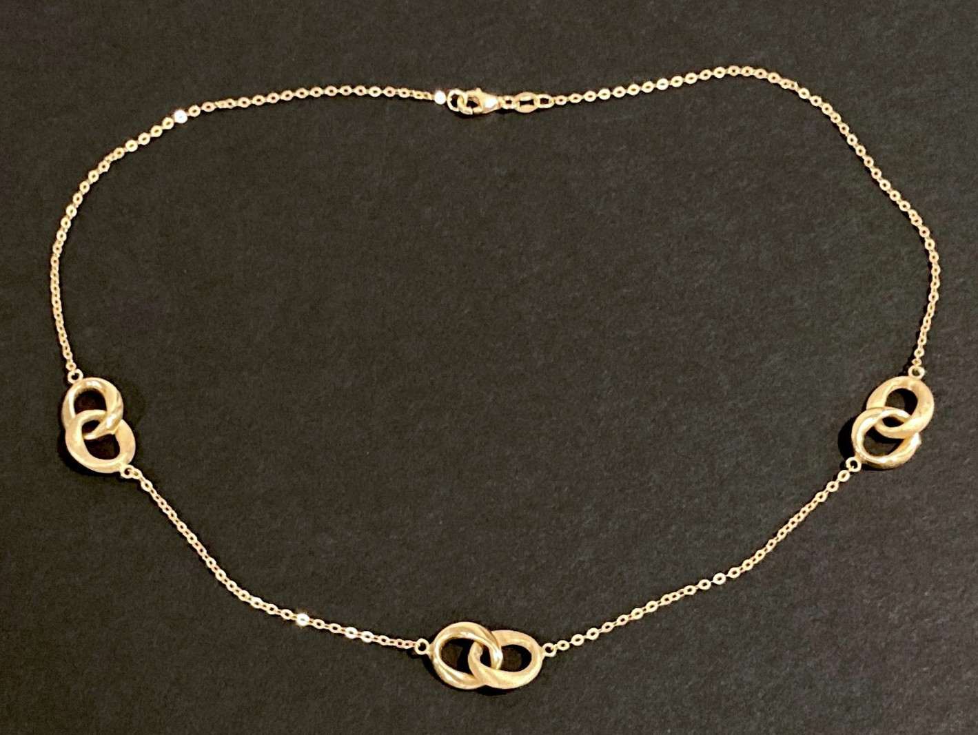 Vintage Retro Italian 14k Gold Interlocking Satin Link Station 18″ Necklace 5g
