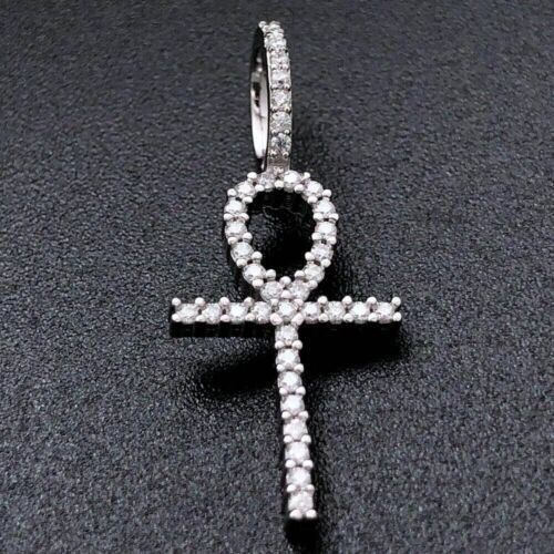 Christian ! 14K White Gold Natural Diamond Cross Pendant Wedding Gift for Him