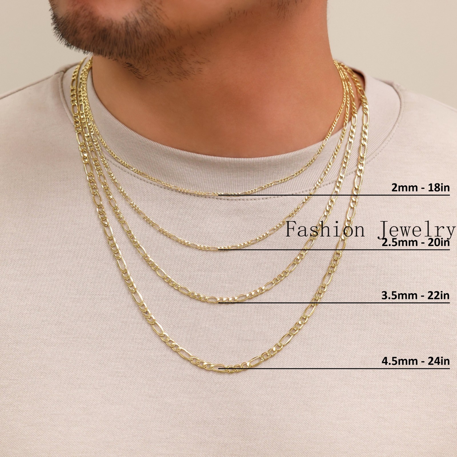 10K Yellow Gold 2mm-9mm Italian Figaro Chain Necklace Bracelet Men Women 7″- 30″