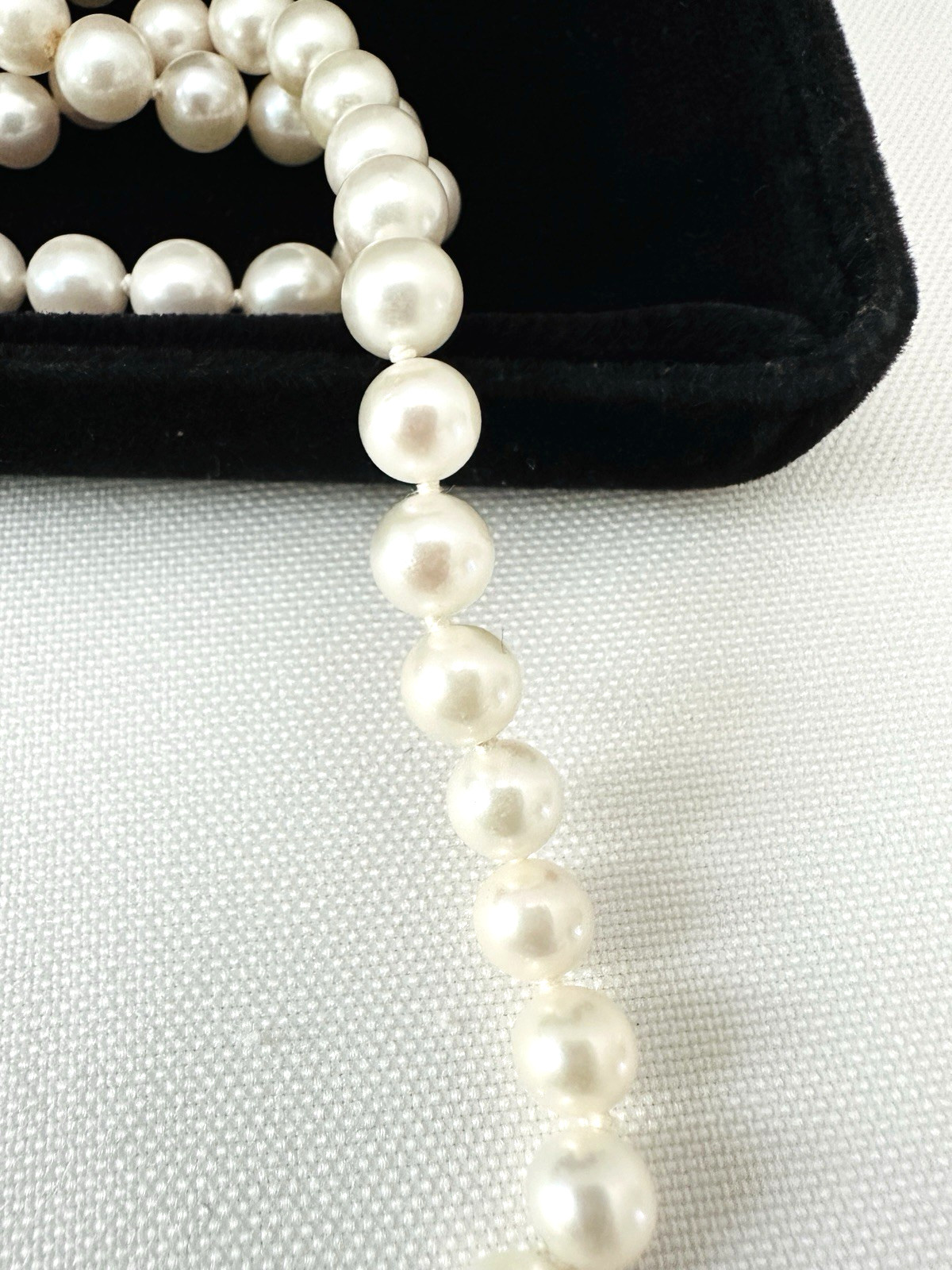 VTG Estate 14k Gold Genuine Pearl Necklace Opera 30” 6-6.5 mm Orig. Papers & Box