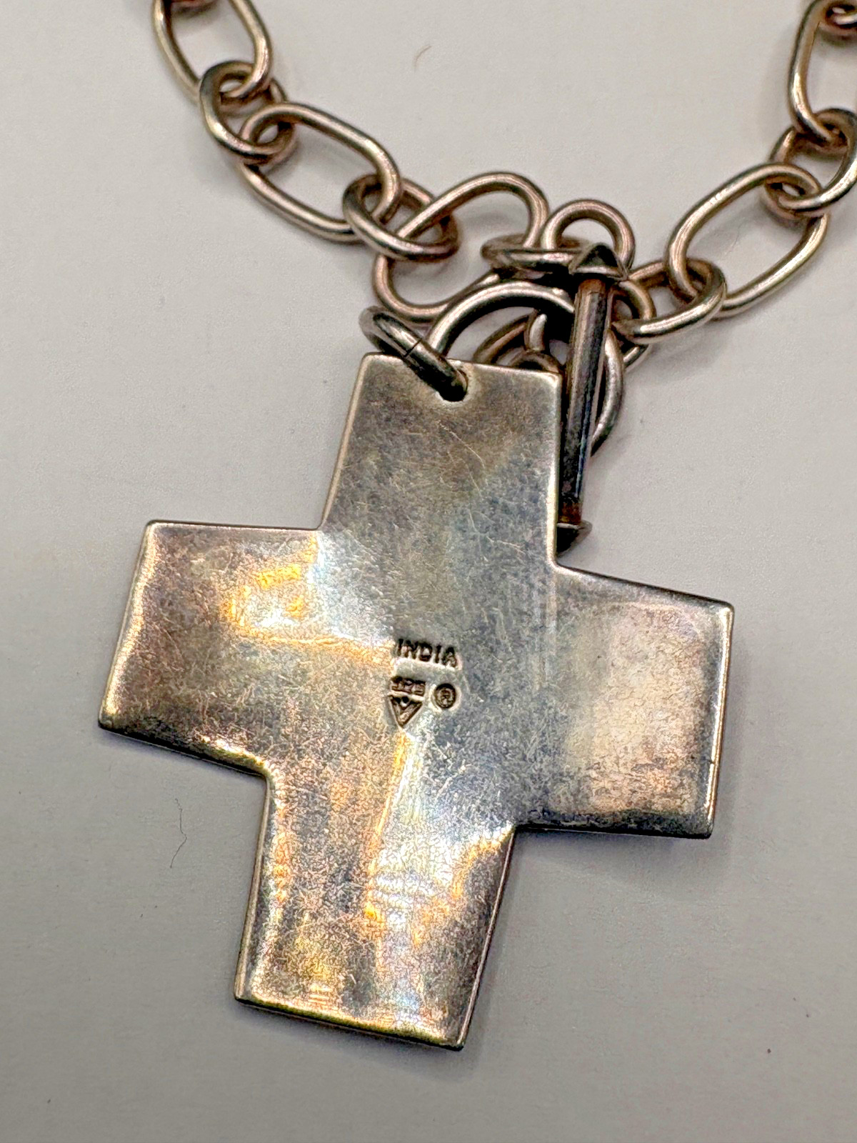 Sterling Silver Pendant Necklace Toggle 39 Grams Marked 925 India