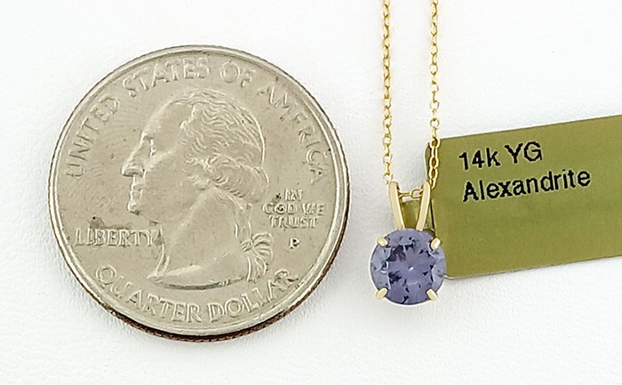 LAB AAA 0.95 Cts ALEXANDRITE PENDANT SOLID 14k YELLOW GOLD – New With Tag