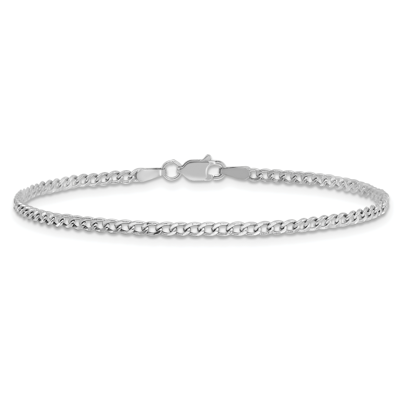 14K Gold 7 inch 2.5mm Semi-Solid Curb with Lobster Clasp Bracelet BC123